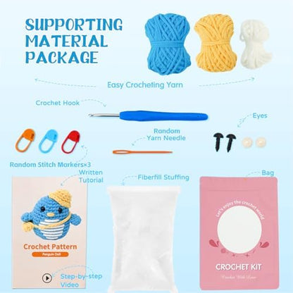 Wadukud Penguins Crochet Kit for Beginners, DIY Crochet Kit for Adults, Crochet Starter Kit with Step-by-Step Video Tutorials for Holiday Craft Gifts for Teen Girls Kids - Image 7