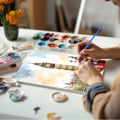 RoundFunny 12 Set Paint by Numbers Kit for Adults Cityscape Painting 8x10 - Image 4