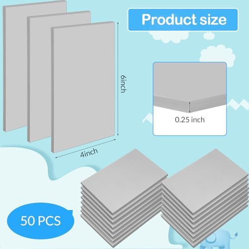 Frienda 50 Pack Rubber Carving Blocks 4 x 6 Inch, Rubber Stamp Carving Blocks for Printmaking, Printing, DIY Craft Project, Soft Block Stamp for Beginners and Professional(Gray) - Image 2