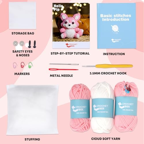 CrochetBox Fox Complete Crochet Kit for Beginners, Easy Craft for Adults - Image 3