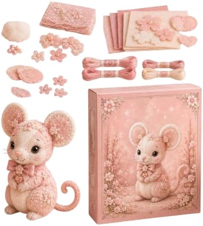 Pink Woodland Friends DIY Felt Patchwork Kit, Pastoral Wild Creatures Handicraft Activity, Manual Tailoring Bundle for Cute Ornament Shelf Décor Quilting Crafting Creative Gift Projects (Pink#A) by Unknown