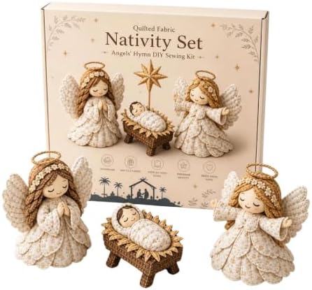 DIY Quilted Fabric Nativity Set Sewing Kit, Detailed Hand-Stitch Holy Family Manger Craft Set, Nativity Ornament Making Project for Home Display & Faith-Based Decor Creation for Adults，Type F by Unknown