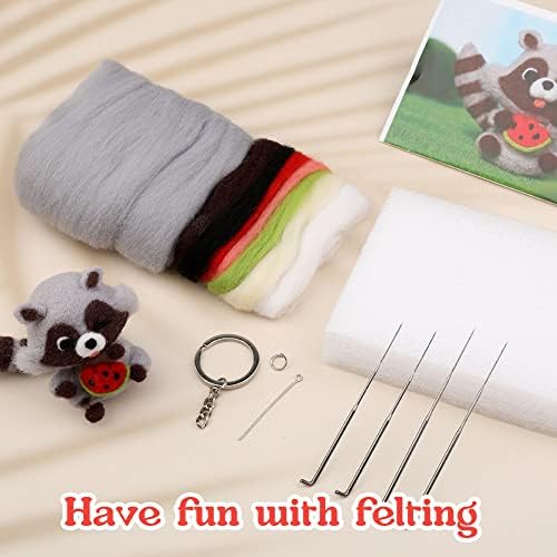 JUPEAN Needle Felting Kits for Beginners Adult Wool Felting kit Raccoon - Image 5