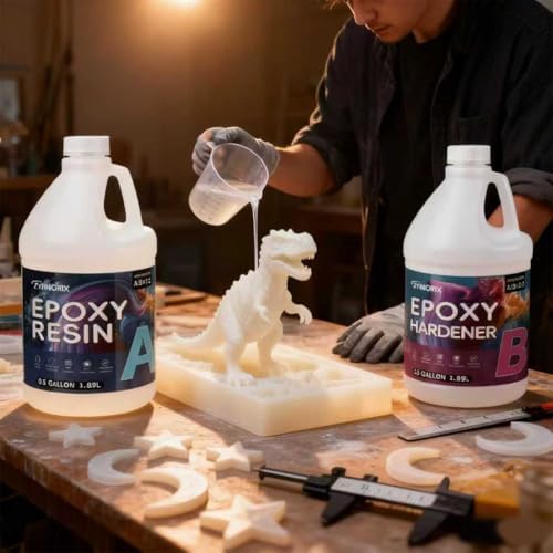 Zynnorix 2 Gallon Epoxy Resin Kit (Resin + Hardener) - Crystal Clear, UV Resistant, Non-Yellowing, Bubble Free, Food Safe for DIY Jewelry, Art, Casting, River Tables,1:1Ratio,256oz - Image 2