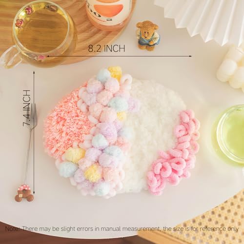 beausougon 3D Moss Latch Hook Coaster Kit for Adult Beginner Craft DIY Pink - Image 3