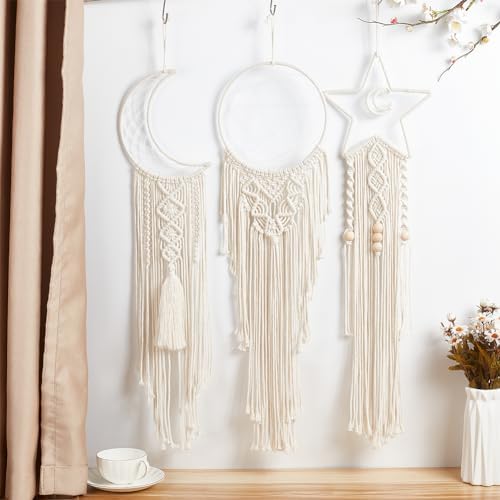Macrame Kits for Adults Beginners Easy 3 Set Moon Star Craft Kits DIY Dream Catcher Kit with Instructions Video Macrame Wall Hanging Supplies Dream Catcher Kit for Room Wall Decoration - Image 7