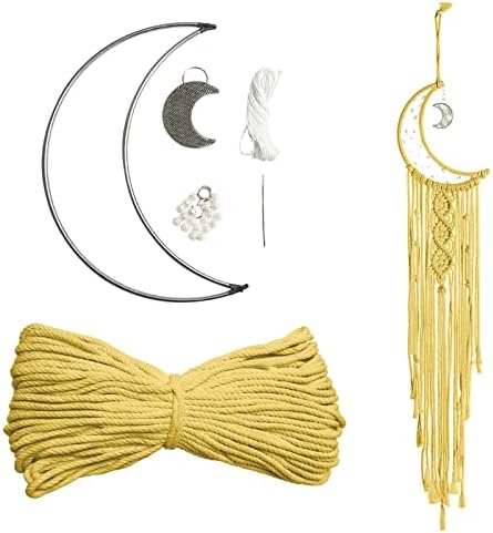 JeogYong Macrame Kit, DIY Moon Dream Catcher Macrame Kits for Kids & Adults Beginners, Includes Metal Hoop Rings Macrame Cord or More Craft Supplies and Materials for Bohemian Wall Decor Dreamcatcher by JeogYong