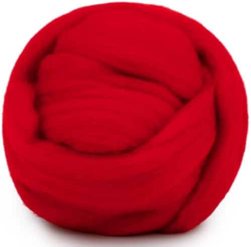 Mayboos 1.76oz Red Natural Wool Roving, Needle Felting Wool by Mayboos