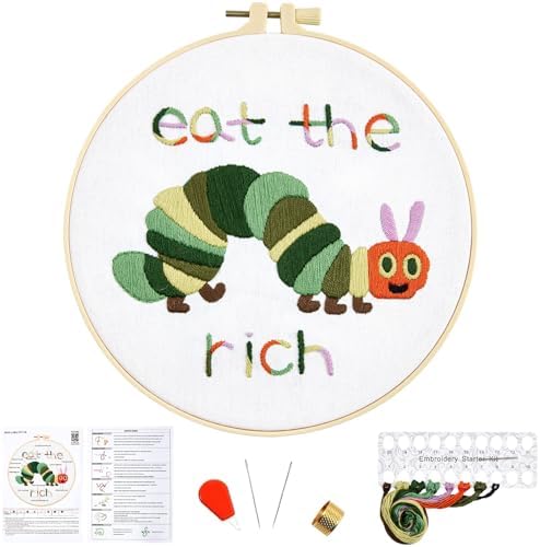 Hungry Caterpillar Embroidery Kits for Beginners Adults, Cute Embroidery Starter Kits, Counted Cross Stitch Kits for Beginners DIY Craft Kits for Adults Women, Embroidery Hoop, Thread & Video Tutorial by Unknown