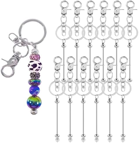 72 Pcs Beadable Keychains Bars bulk - 36 Silver DIY Metal Beaded Keychain Making Kit + 36 Bags Included, Bead Keychain Supplies,Blank Key Chain, Perfect for Women, Men, Mother's Day, Birthday Gift by DNLEGULI