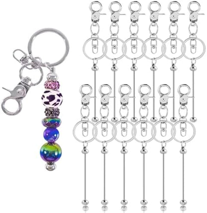72 Pcs Beadable Keychains Bars bulk - 36 Silver DIY Metal Beaded Keychain Making Kit + 36 Bags Included, Bead Keychain Supplies,Blank Key Chain, Perfect for Women, Men, Mother's Day, Birthday Gift by DNLEGULI