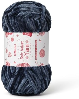 100g Fluffy Velvet Chenille Yarn for Crocheting and Knitting, 80m (87.5yd) Baby Yarn for Crocheting Soft, Crochet Chunky Yarns Amigurumi Yarns (Navy Blue) by OMoiut