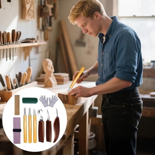 10-In-1 Spoon Knife, Kit Whittling Walnut Wood Carving Knife, Beginners With Leather Gloves, Wax Polishing And Leather Sharpening, Ideal For Woodworking Projects And Crafts - Image 3