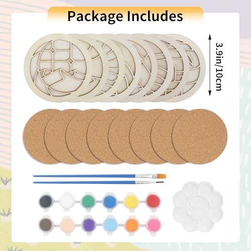 Temlum Wooden Coasters Painting Kit, Paint You Own Coaster Wooden Painting Craft Kit for Adults and Beginners Art Craft Supplies (Landscape) - Image 2