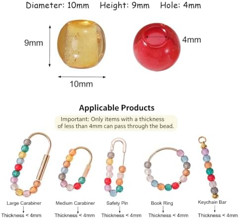 100pcs Large Hole Beads Resin Bead for Carabiner DIY Beaded Bag Charm Keychain Jewelry Making Pink - Image 3