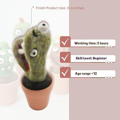Woolbuddy Needle Felting Starter Kit (Venus Flytrap) for Adults with Tool - Image 5