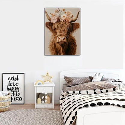 Canrichshop Cow Adult Paint by Number Kits,Highland Cow DIY Acrylic Painting by Numbers Without Frame,Easy Oil Adult Paint by Numbers on Canvas for Decor 16x20inch - Image 4