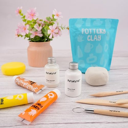 POTTREATIVE Air Dry Clay Pottery Kit - Home DIY Pottery Starter Kits with Air-Dry Clay，Sculpting Pottery Tools and Step-by-Step Guide - Great for Date Night, Arts Crafts Hobby - Image 6
