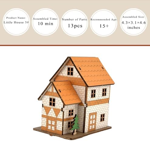 Log Cabin 3D Wooden House Puzzle,DIY Mini Building Model Kit，004 - Image 2