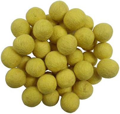 Elaine Room 2cm 20mm Wool Felt Balls Beads 100% Natural Wool Felting Woolen Felted Fabric for Home Decor Dream Catcher DIY Garland Crafts Handcrafts Project DIY (Yellow 50pcs) by Elaine+Room