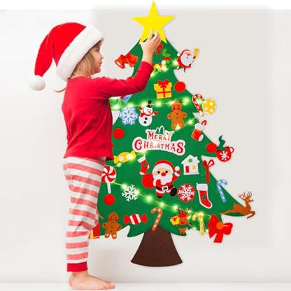 Max Fun DIY Felt Christmas Tree Set 3.2Ft with 41 Ornaments for Kids Toddlers Home Wall Hanging Felt Christmas Craft Kits Xmas Decoration Party Supplies - Image 2