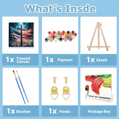 American Flag Paint by Numbers Kit for Adults, Paint by Numbers 10x10 Inch - Image 5