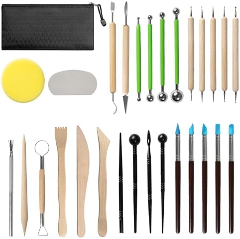 Leyclub 29 PCS Clay Tool, Clay Sculpting Tools Kit, Pottery Tools Can be Used for Stippling, Carving, Molding, and Shaping Clay Crafts, for Beginners, Hobbyists, Artists by Unknown