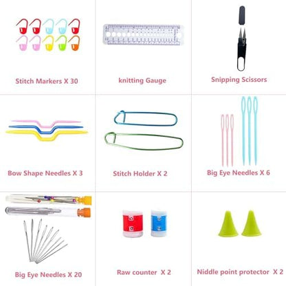 Allazone Crochet Kits for Beginners Adults, 122PCS Crochet Set-Professional Knitting Crochet Starter Kit, Knitting Kit with Needles and Case (Style A) - Image 3