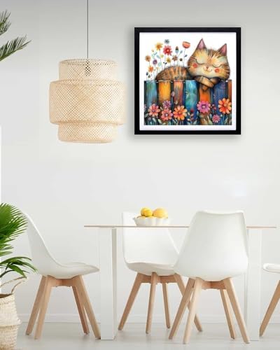 TCDZMYGS Cat Paint by Numbers Kit for Adults Beginner,Flowers Adult Paint by Number Kits on Canvas with Frame,DIY Acrylic Oil Painting by Numbers Kits for Home Wall Decor 10x10 inch - Image 3