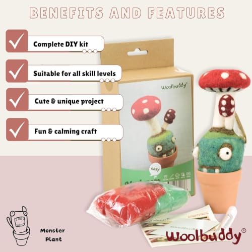 Woolbuddy Needle Felting Starter Kit (Mushroom) for Adult with Tool & Guide - Image 4