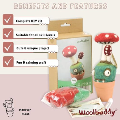 Woolbuddy Needle Felting Starter Kit (Mushroom) for Adult with Tool & Guide - Image 4