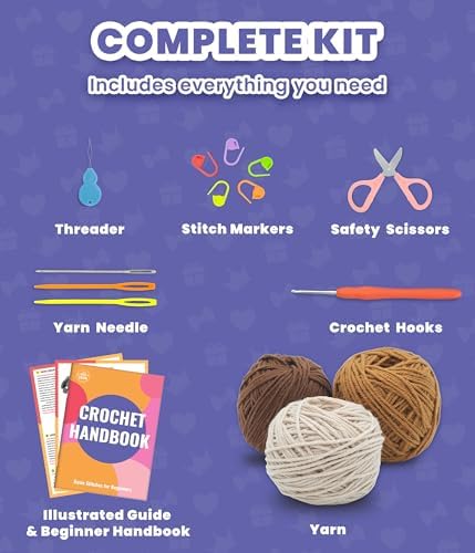 PAITIN Crochet Starter Kit – Easy DIY Craft Set for Adult Beginners, Handmade Yarn Art Project with Video Guidance (Bear Coaster) - Image 3