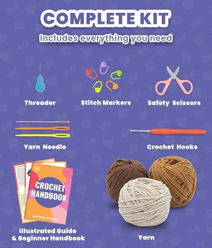 PAITIN Crochet Starter Kit – Easy DIY Craft Set for Adult Beginners, Handmade Yarn Art Project with Video Guidance (Bear Coaster) - Image 3