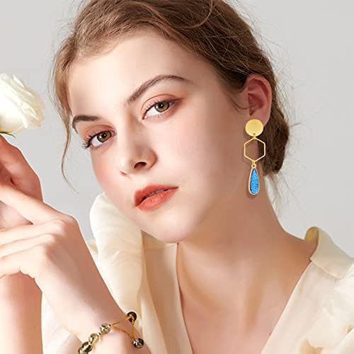 Oubaka 120pcs Beading Hoop Earrings,3 Shapes Earrings Findings Hoops Open Bezel Pendant Frame Hypoallergenic Square Hexagon Round Earring Findings for DIY Craft,Earring Necklace(Gold&Silver) - Image 6