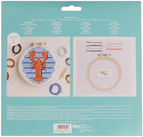 Simply Make Cross Stitch Kit Lobster Design for Adults, Including Hoop, Embroidery Thread, Fabric and Needle, Hobbies Craft, Beginners, Starter Cross Stitch Craft Kit, Home Decor, Decoration - Image 2
