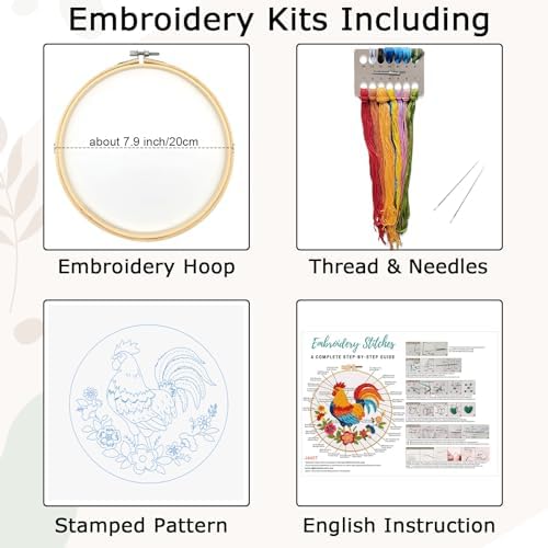 Nuberlic Embroidery Kit for Beginners, Rooster Needlepoint kit - Image 3