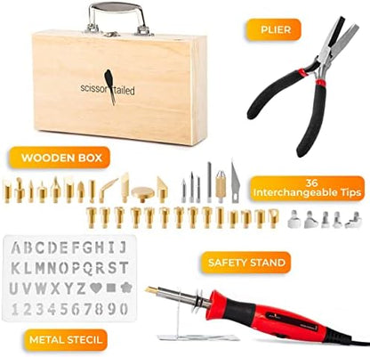 Premium Wood Burning Kit 43PCS, Dual Power Mode Wood Burner Pen Tool with 36Tips & Accessories All In A Wood Storage Case - Complete Gift For An Effortlessly Mastering The Art Of Pyrography - Image 3