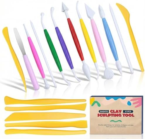 DUGATO Clay Sculpting Tools, 17 pc Double-Sided Modeling Set by DUGATO
