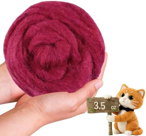 Wool Roving-3.5oz Needle Felting Wool, Soft Multi-Color Wool Fiber by VKEDA