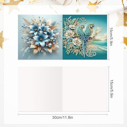 LazyFold 6Pcs DIY Diamond Art Painting Greeting Cards with Envelopes, Blue Theme All Occasion Note Card Kit for Women, Handmade Thank You Birthday Friendship Cards Gift - Image 2