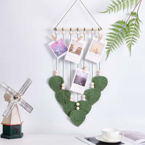 FREEBLOSS Macrame Leaves Kit: Woven Leaf Wall Hanging & Photo Holder - DIY Macrame Kit for Adults - Boho & Modern Farmhouse Style - Image 5