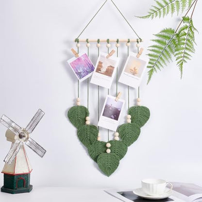 FREEBLOSS Macrame Leaves Kit: Woven Leaf Wall Hanging & Photo Holder - DIY Macrame Kit for Adults - Boho & Modern Farmhouse Style - Image 5