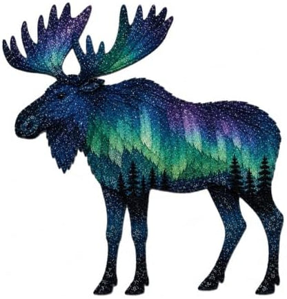 Northern Lights Animal Embroidery Kit DIY Fabric Patchwork Craft Set (ELK) by Unknown