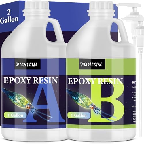 FUHITIM Epoxy Resin 2 Gallon,Crystal Clear Epoxy Resin Kit(1 Gallon x 2) by FUHITIM
