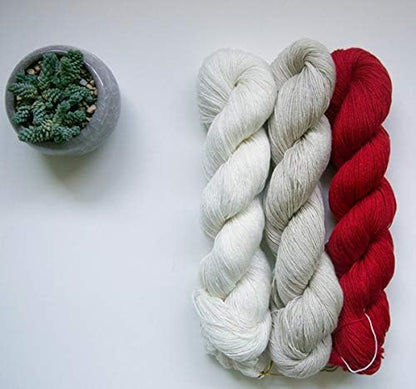 Lotus Yarns Swan Lake Lace Weight 50% Cashmere 40% Fine Wool 10% Angora Blended Hand Knitting Yarns for Comfortable Baby and Adult Clothing for Fashion Garment Baby Clothe (12-Red) - Image 2