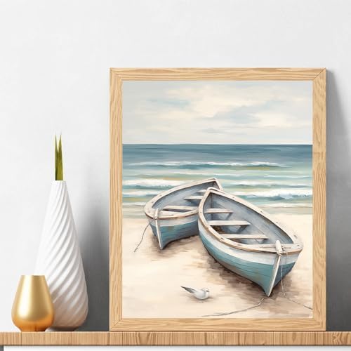 Natuyalo Paint by Numbers for Adults Beginner, Boat on the Beach Acrylic Easy Paint by Numbers Kits Craft Kits for Adults Suitable for Home Wall Decoration Flameless 16x20 Inch - Image 2