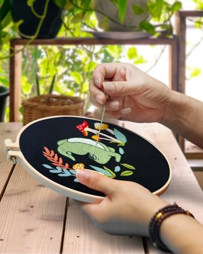 TINDTOP 3 Sets Embroidery Kit for Adults, Frog Embroidery Practice Kit - Image 4