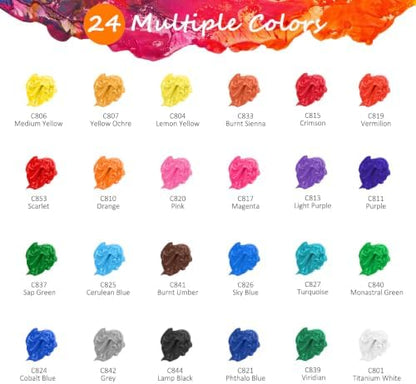 Caliart 24 Colors Acrylic Paint Set with 12 Brushes - Image 3