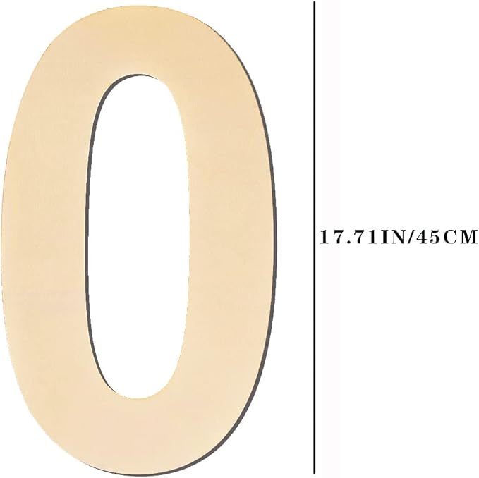 17 inch Large Wooden Numbers, Wood Number, Blank Wooden Number, Wooden Sign Board, Wooden Numbers for Crafts, DIY Projects, Birthday, Party, Wedding Decorations (Number 0)