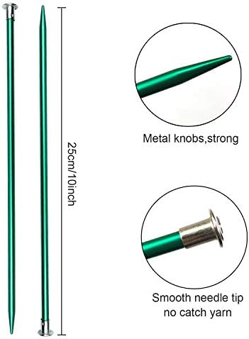 Weabetfu Aluminum Metal Knitting Needle,Colored Straight Single Pointed,10-inch Length for Handmade DIY Knitting,Size US 9(5.5mm) - Image 3